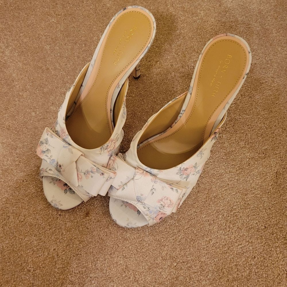 Born on Fifth Fabric Flower Mules - Picture 2 of 7
